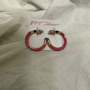 Betsey Johnson Red and Gold pencil Hoop Earrings